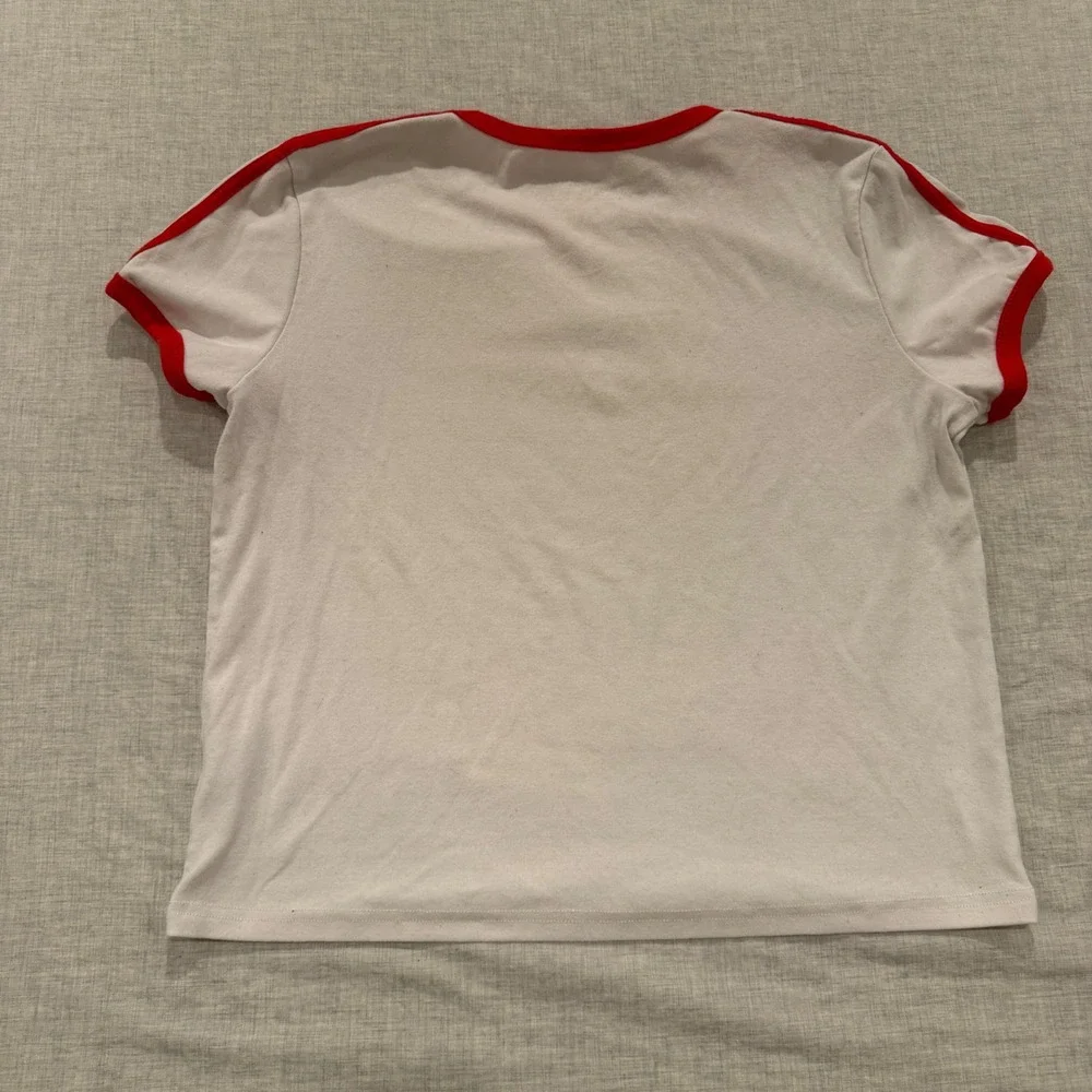 Diet Coke Racing Ringer T-Shirt Womens XL White Red 82 Graphic Short Sleeve Tee